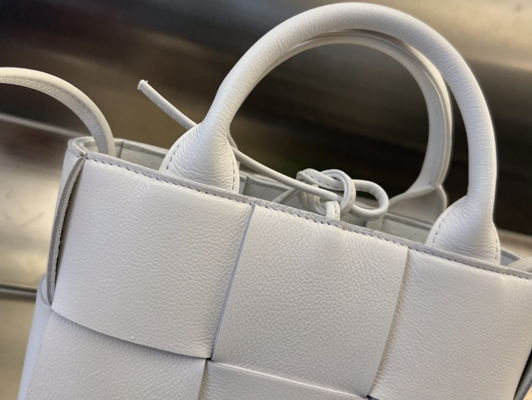 Micro Candy Arco Intreccio Leather Tote Bag White